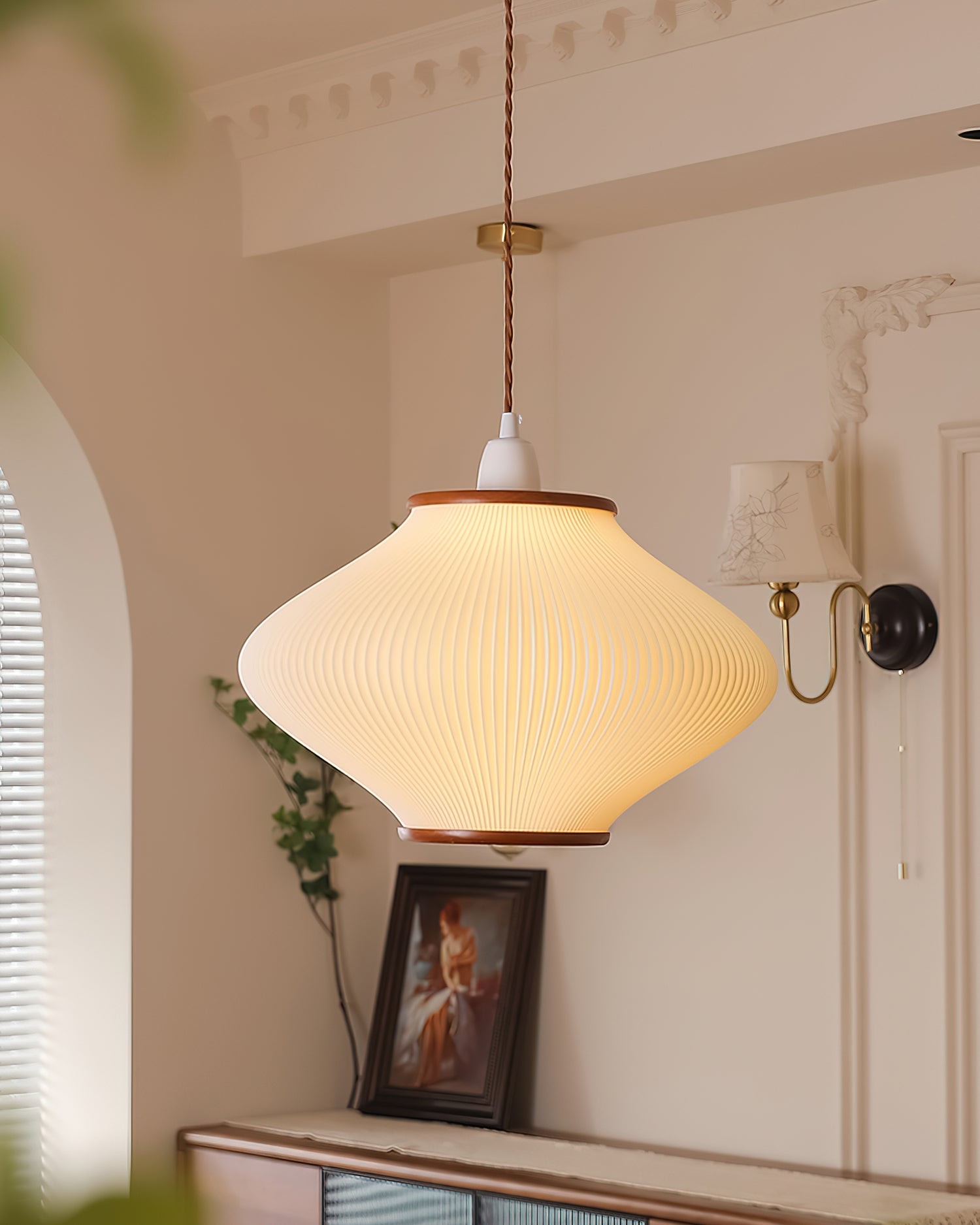French Style Pine Bell Pendant Lamp K495