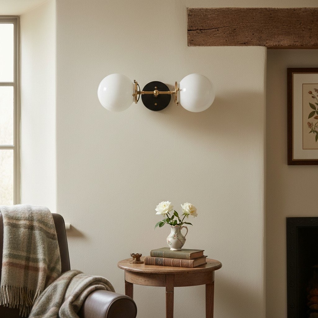 Lumio Globe Art Deco Vanity Light -  Opal Globe Bathroom Sconce K1444