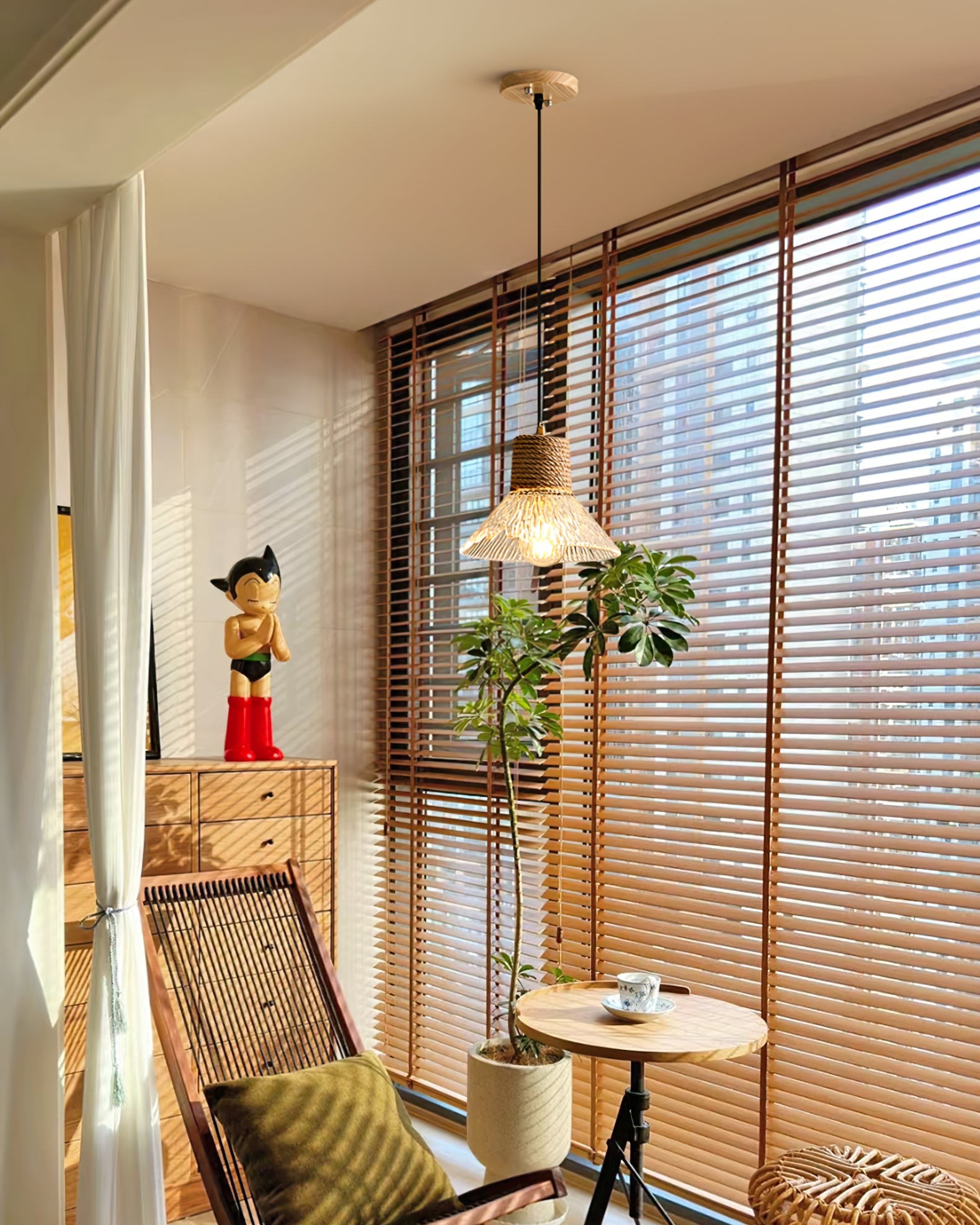 Hemp Rope Glass Pendant Lamp K1031