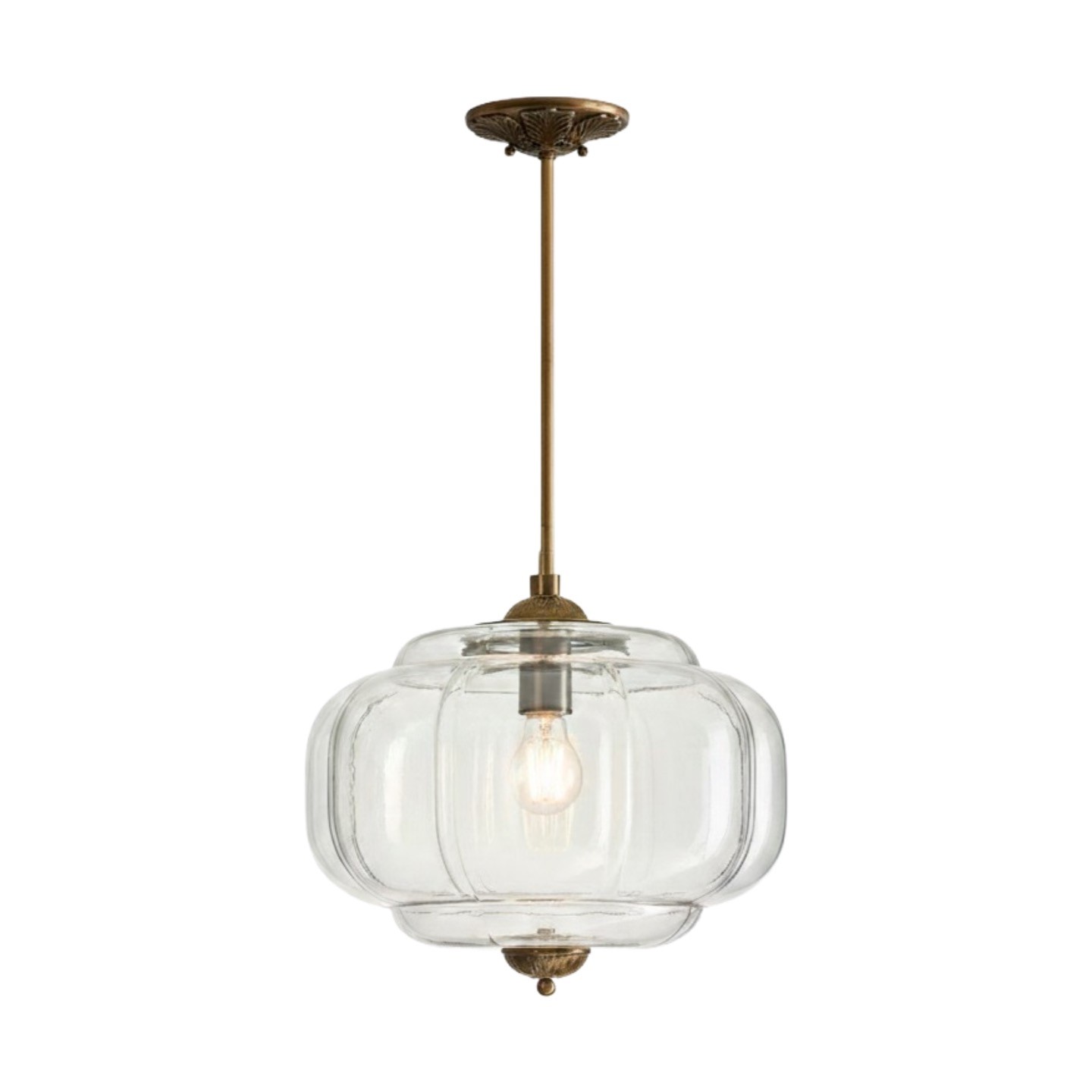 Eloise Vintage Pumpkin Glass Semi-Flush Mount Pendant Light K866