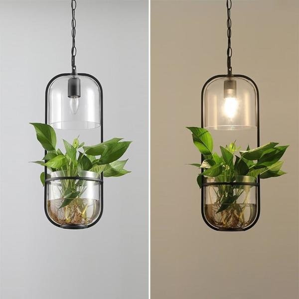 Water Plants Glass Pendant Light