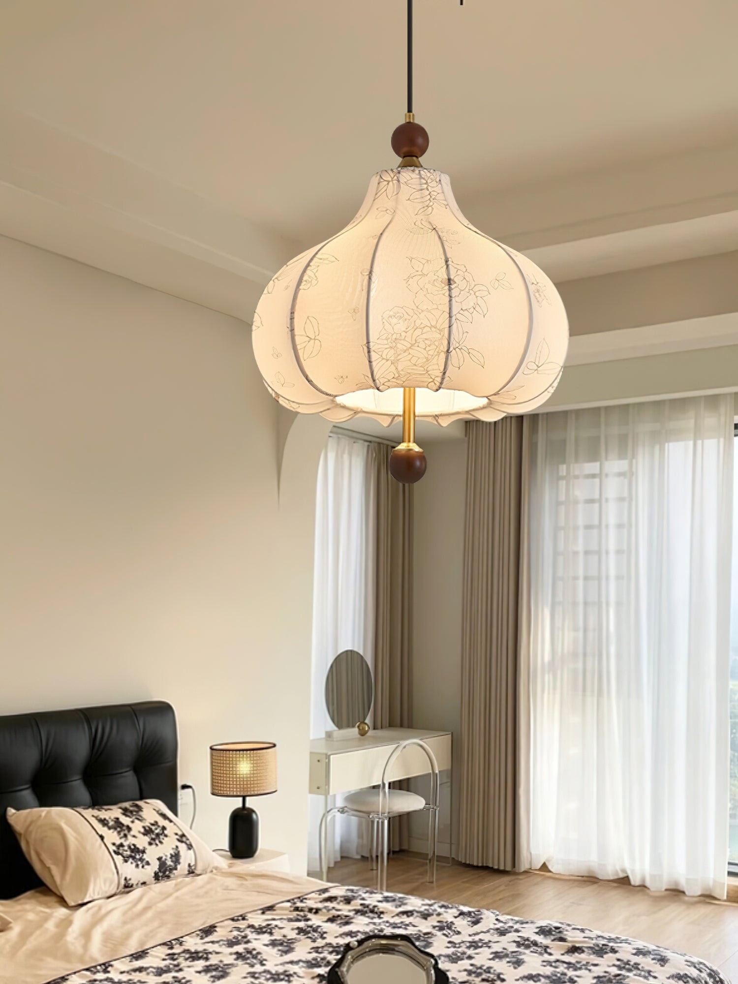 French Retro Fabric Pattern Pendant Lamp K317