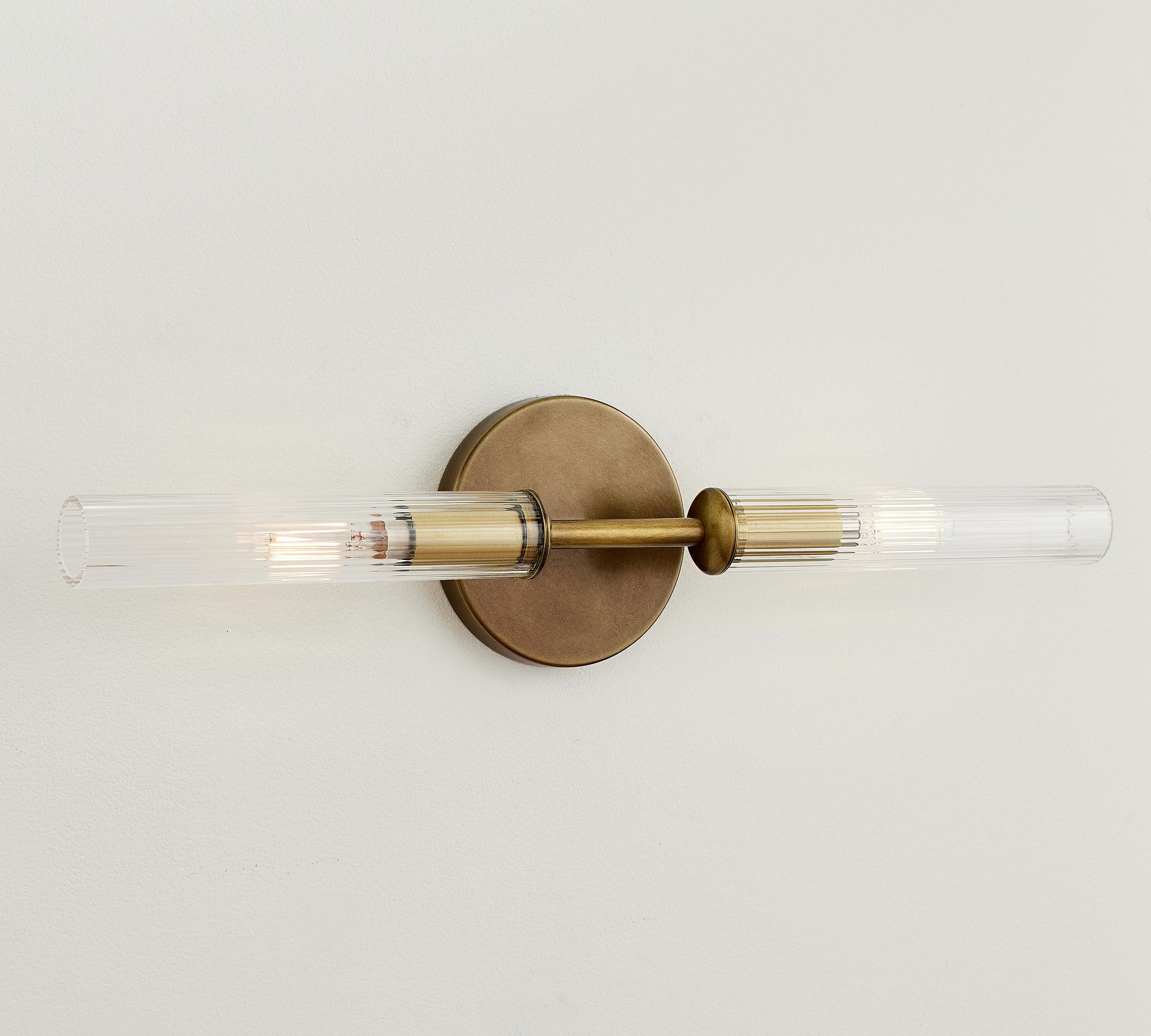 Bravira Ribbed Glass Tube Wall Sconce - Wall Light for Living Room and Hallway K1327