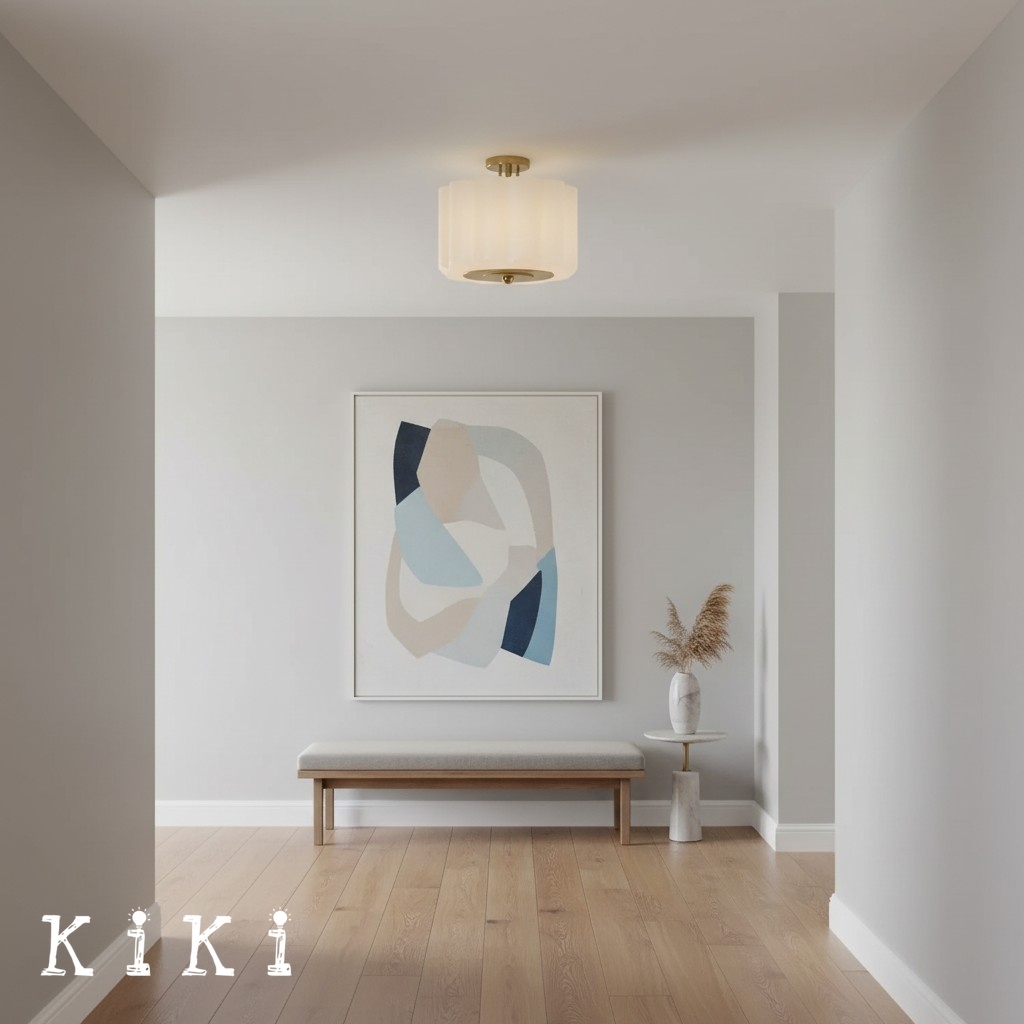 Enoravelo Farmhouse Glass Ceiling Light - Classic Flush Mount Fixture for Lounge K2224