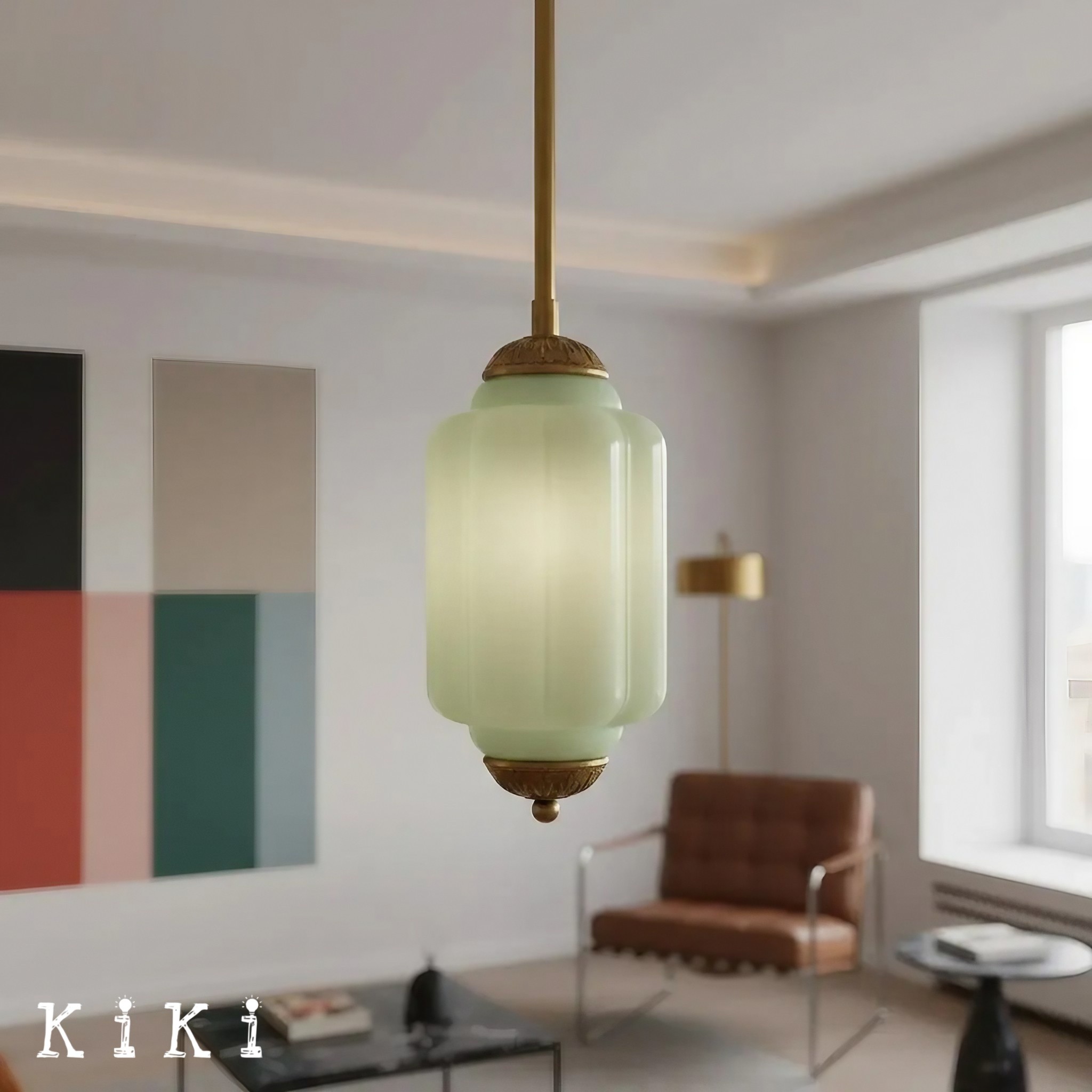 Eloise Classic Glass Pendant Light - Retro Glass and Metal Hanging Lamp for Kitchen Island Cafe K1475