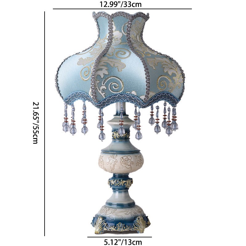 Carved Vase Base Floral Lampshade Table Lamp K711