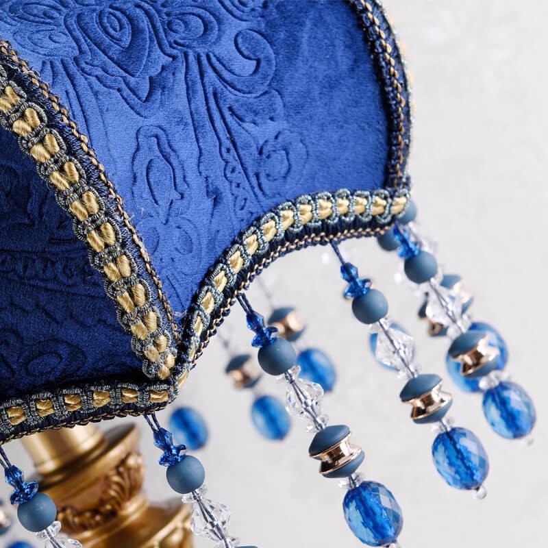 Palace Decoration Design Dark Blue Fabric Table Lamp K714