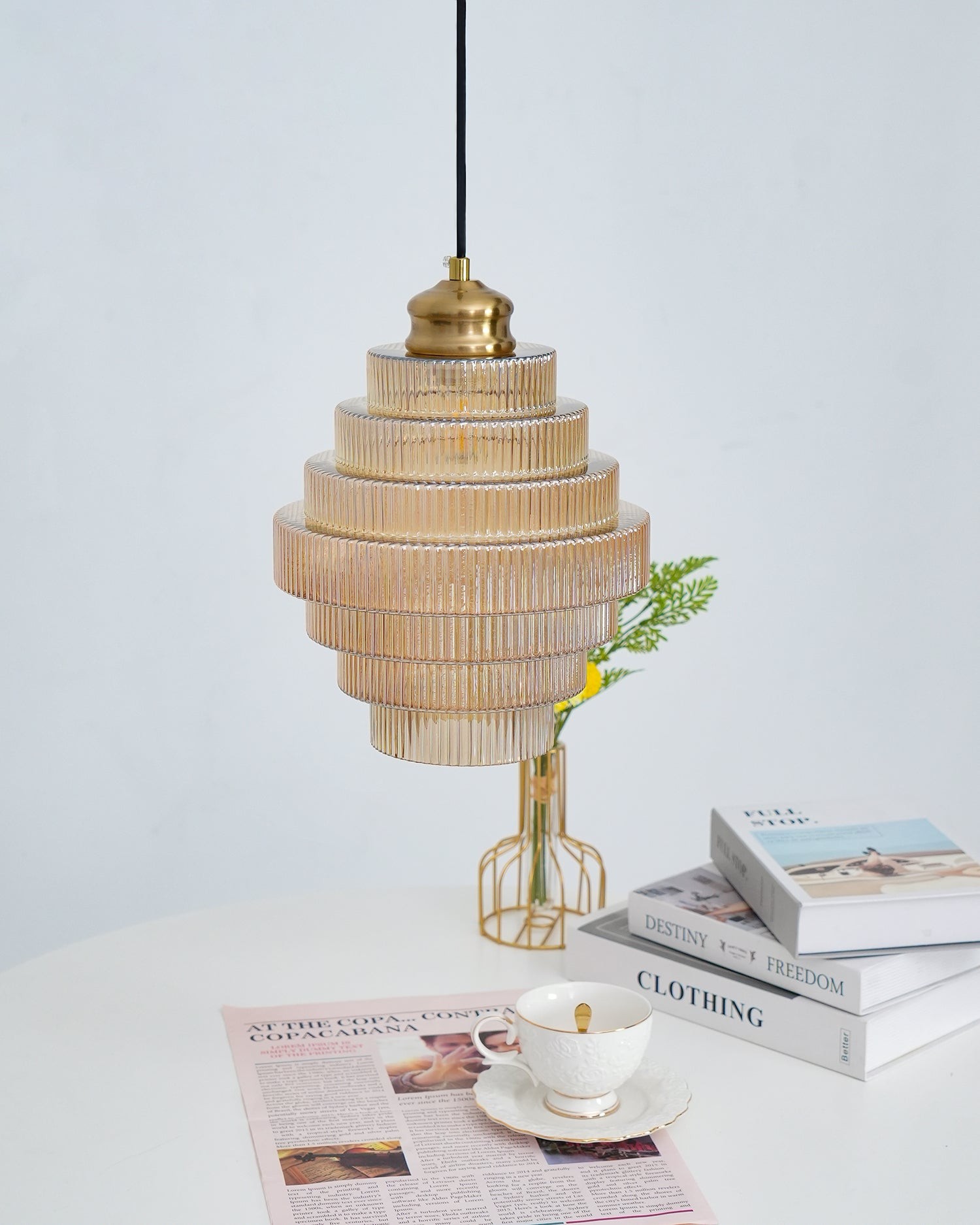 Bottis Minimalist Glass Pendant Lamp - Stylish Layered Hanging Light for Dining Table K469