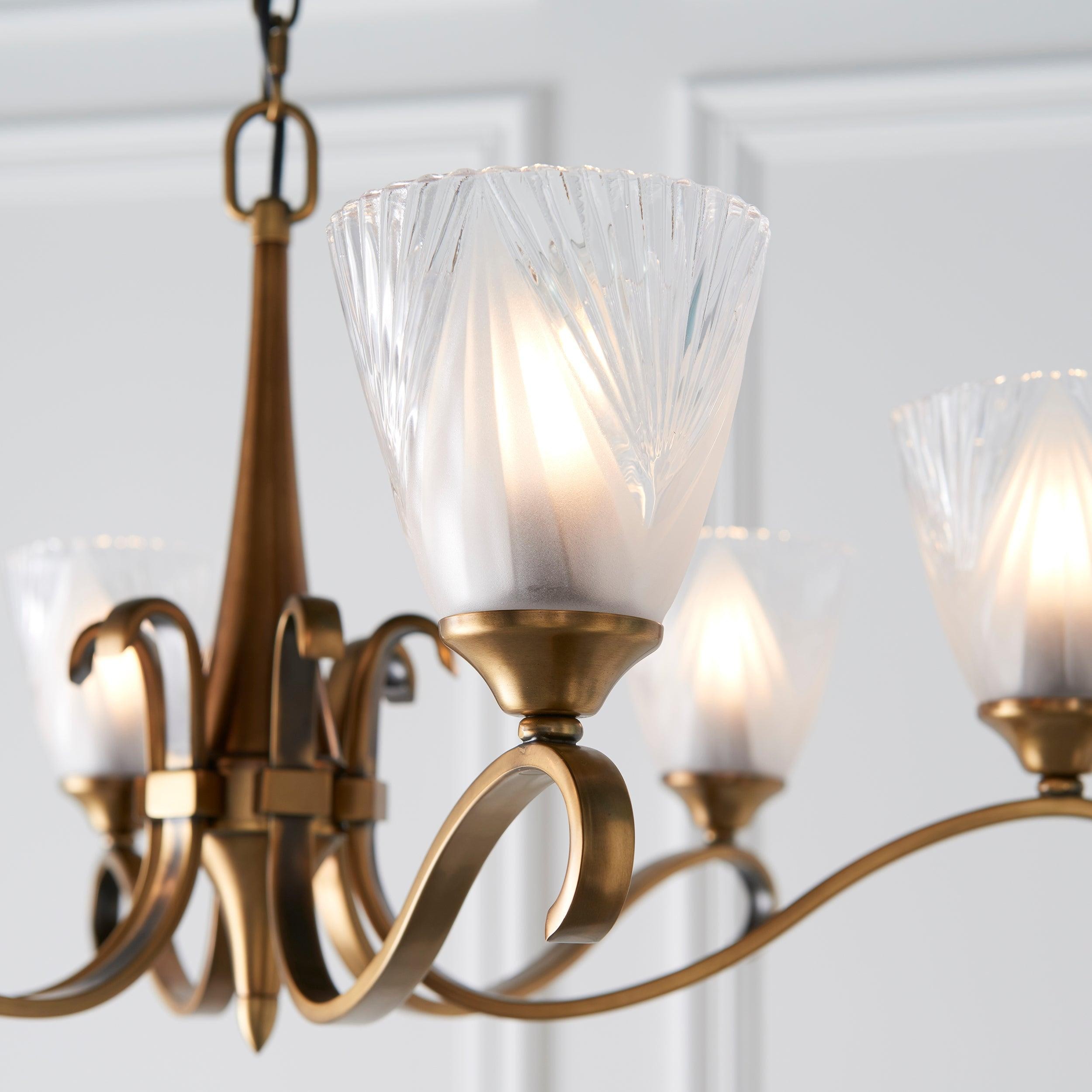 Lunetal Multi-Light Chandelier Crystal Accents Brass Finish - Modern Luxury for Dining Room K1895