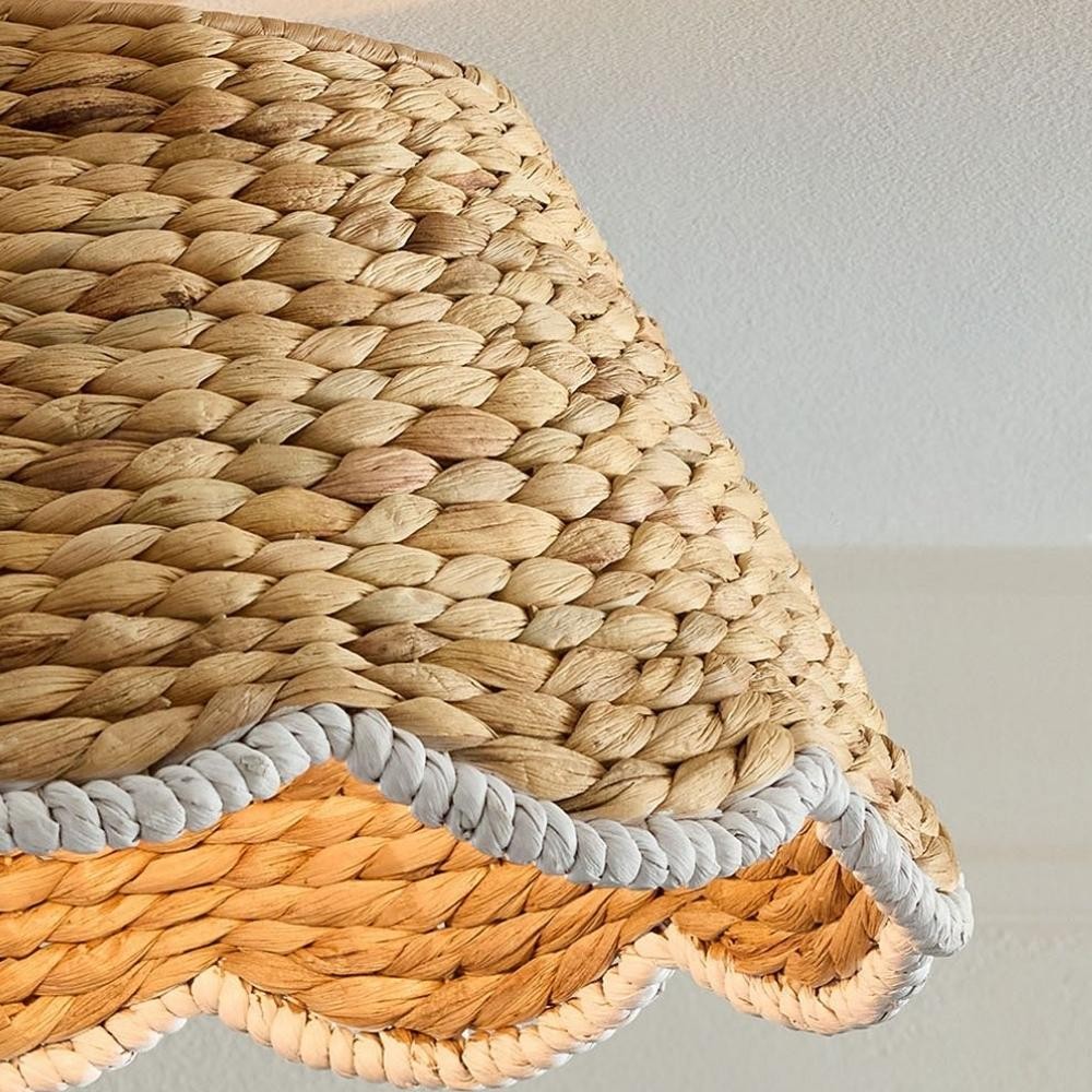 Ruvest Farmhouse Flush Mount Ceiling Light - Scallop Rattan for Warm Interiors K2047