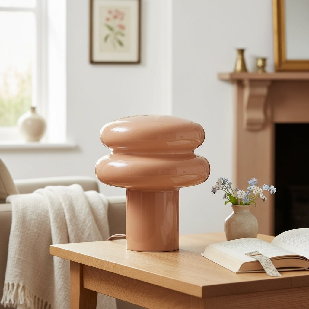 Orra Mushroom Glass Table Lamp - Minimalist Opal Shade Table Light for Home Décor K1428