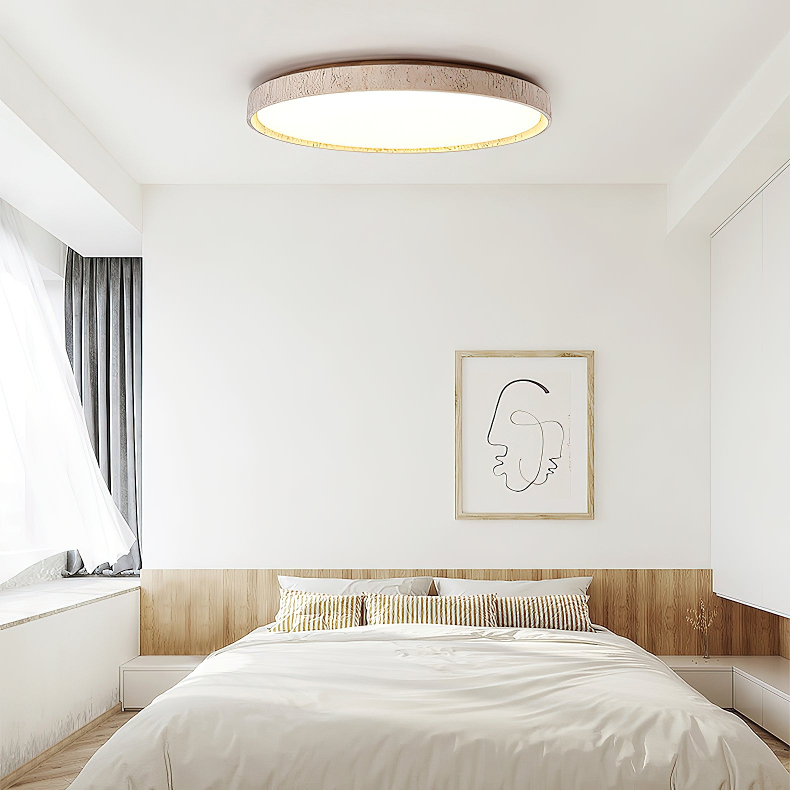 Ultra-thin Round Travertine Ceiling Lamp D690