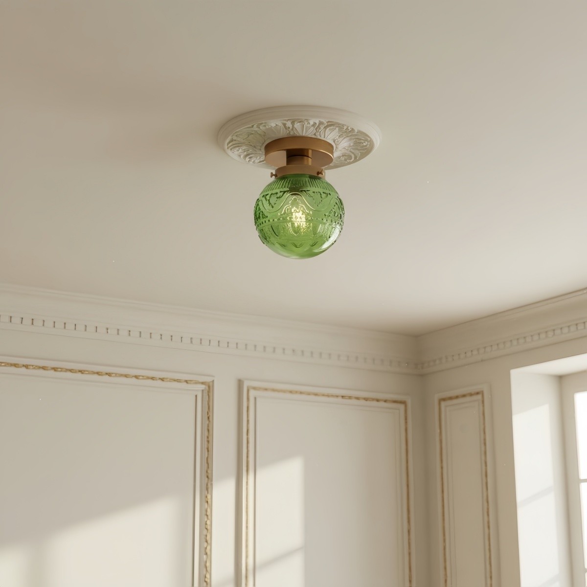 Naveliro Globe Glass Ceiling Light - Modern Embossed Glass Ceiling Lamp for Living Room K2231