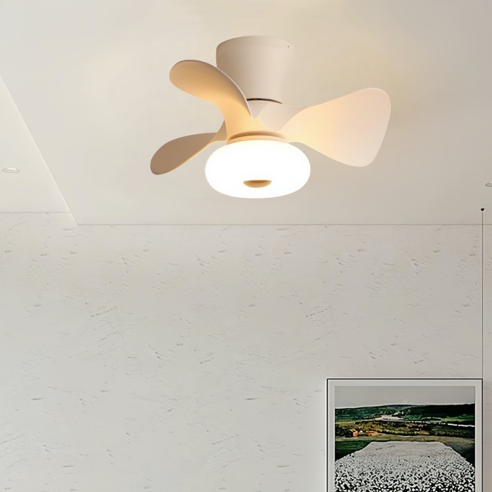 Modern Cream Quiet Led Ceiling Fan Light For Bedroom K1113