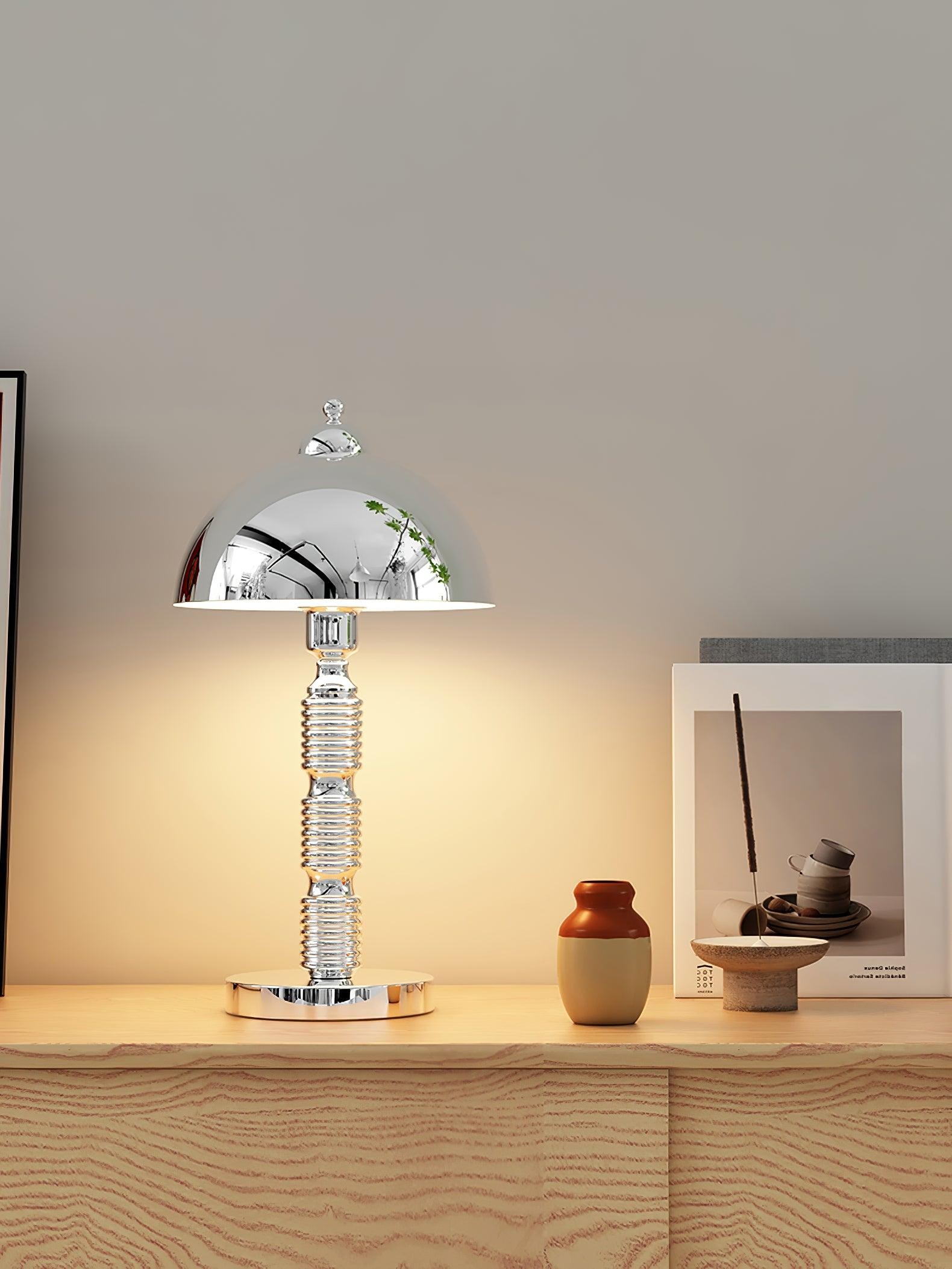 Nordic Iron Round Shade Pleated Base Table Lamp K494