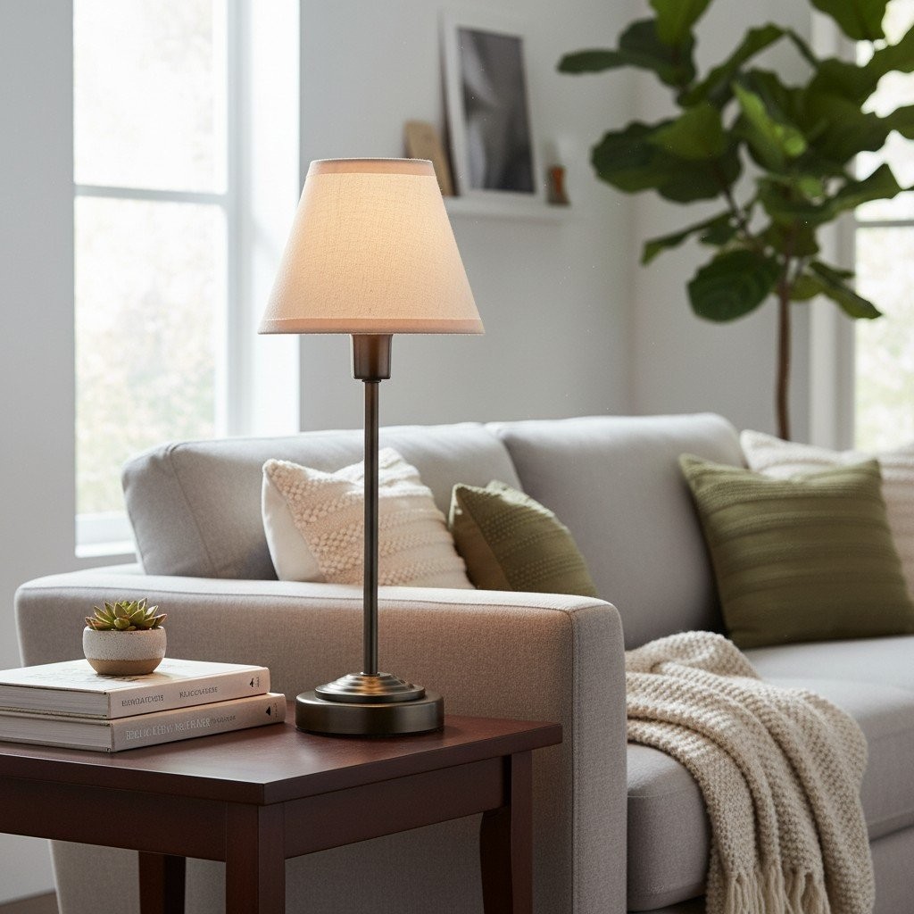 Bronzuno Textured Fabric Desk Lamp - Modern Metal Base Lighting for Offices or Lounges K1894
