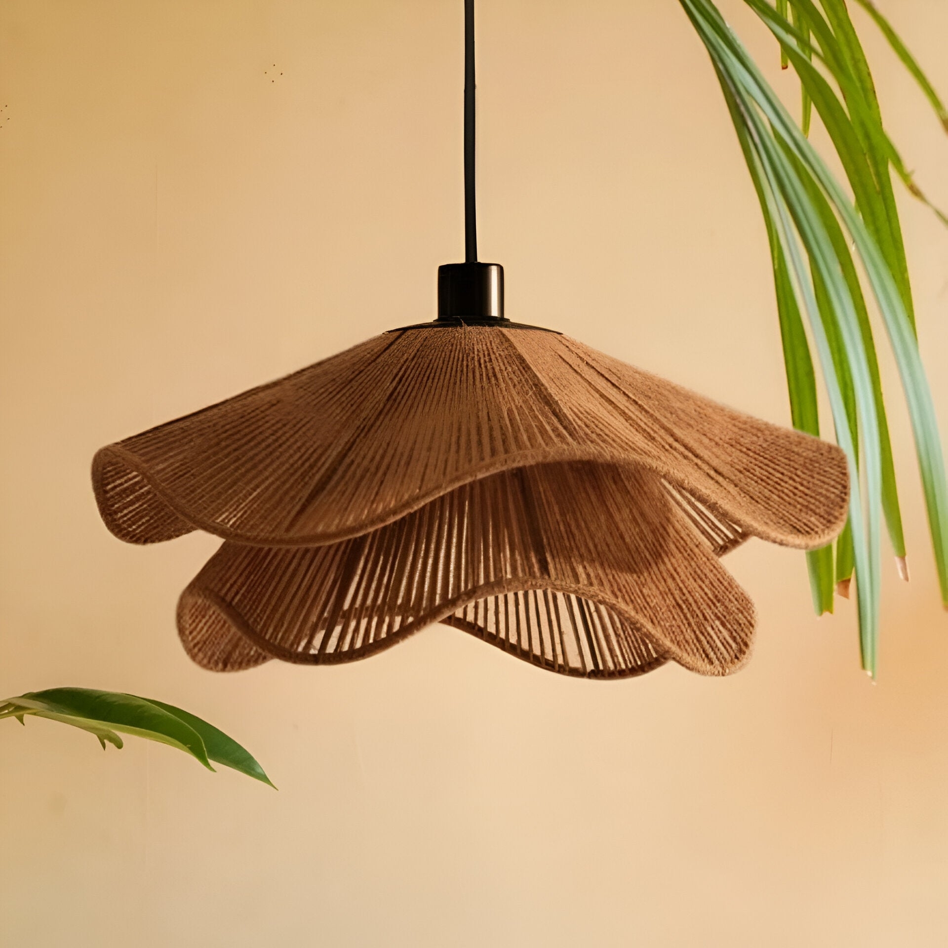 Cape Points Boho Natural Jute Fiber Pendant Light D838
