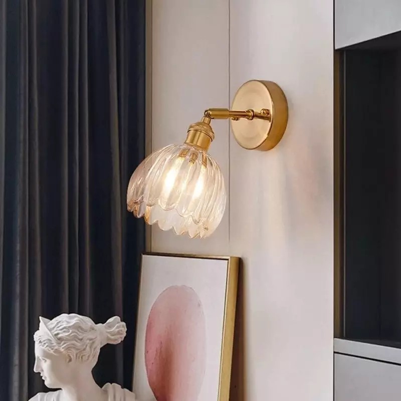 Antique Brass Tulip Glass Wall Light K122