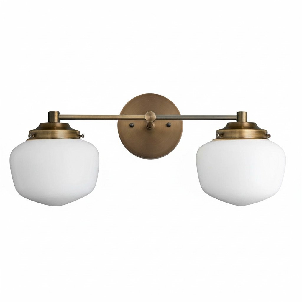 Opalume Glass Art Deco Vanity Light - Bathroom Wall Sconce with White Glass Shades K1431
