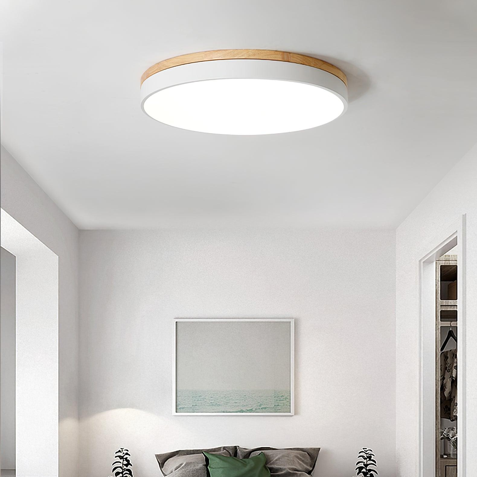 White Round Wooden Ceiling Lamp K772