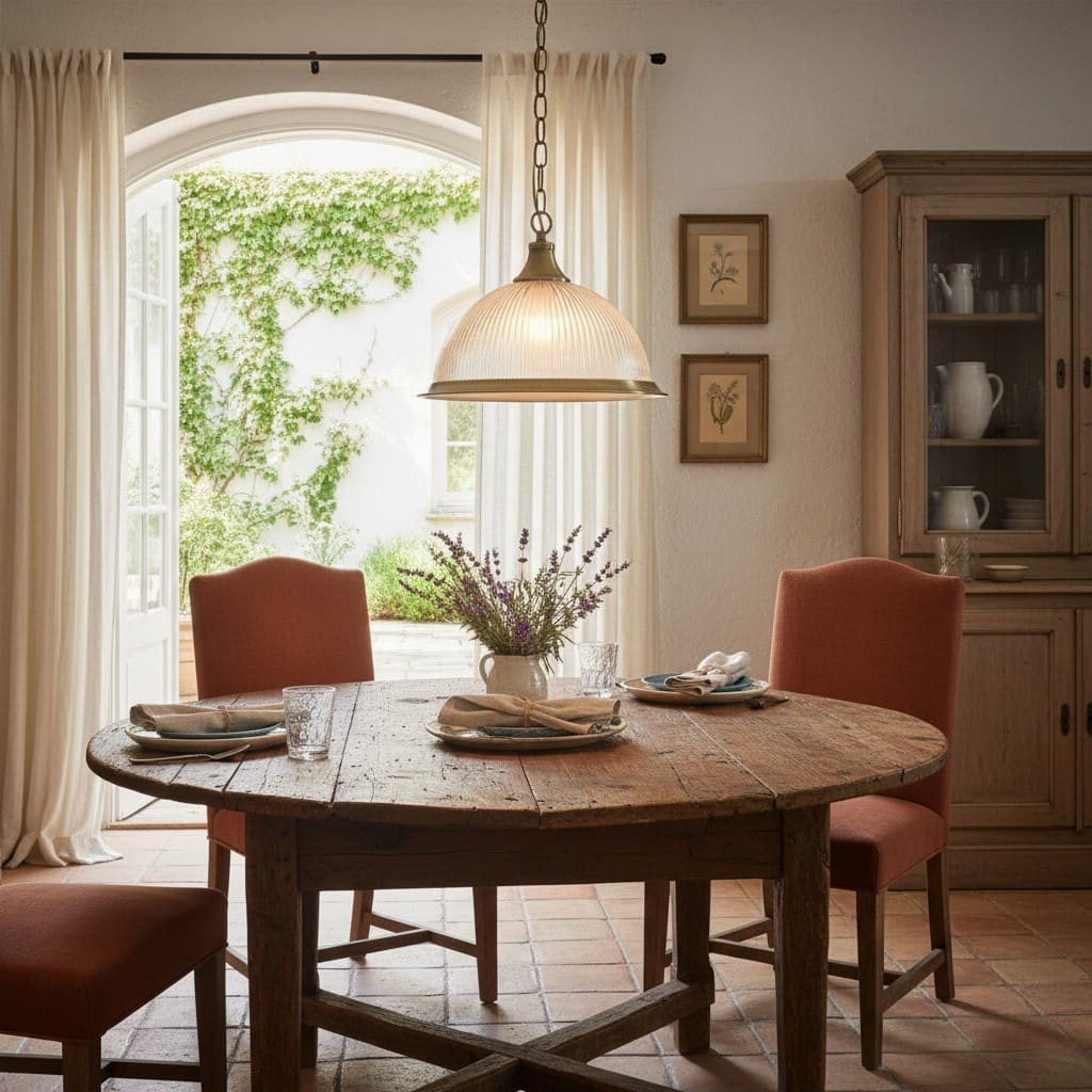 TF Vintora Ribbed Glass Pendant Light - Elegant Metal Trim for Kitchens, Dining Areas and Hallways K1994