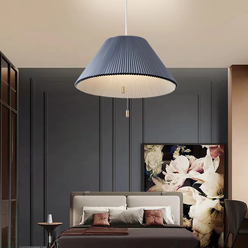 Retractable Pleated Pendant Light - Retro Paper Pendant Lamp for Dining Room K798