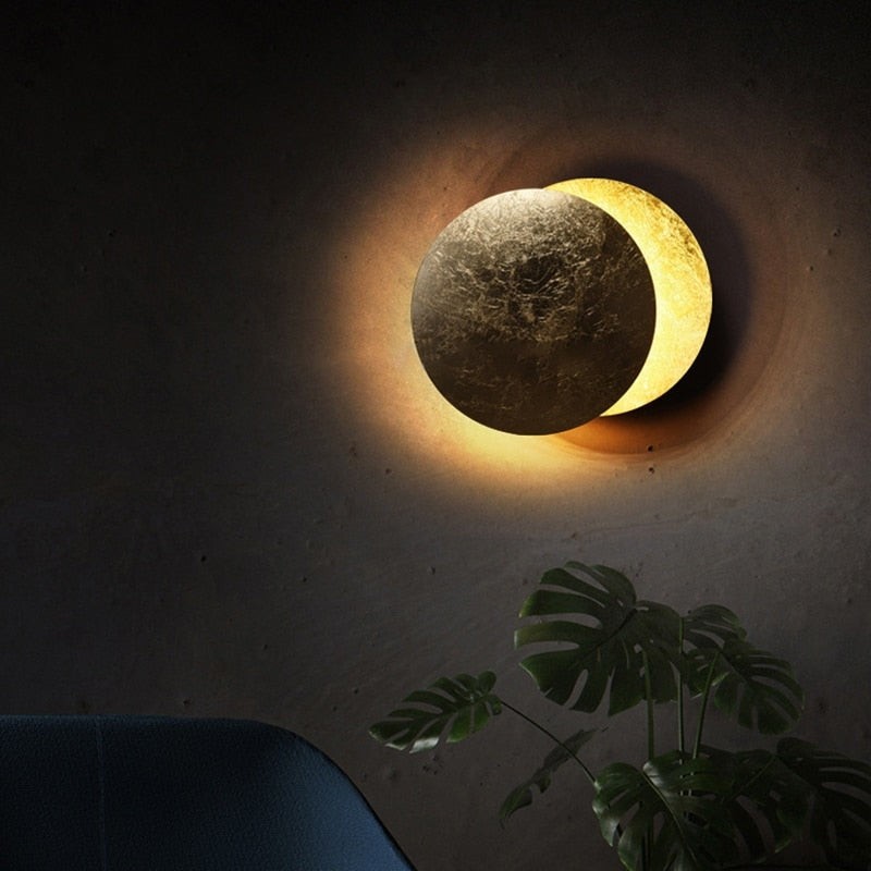 Elegant Round Lederam Wall Lamp - Modern Metallic Wall Light for Living Room