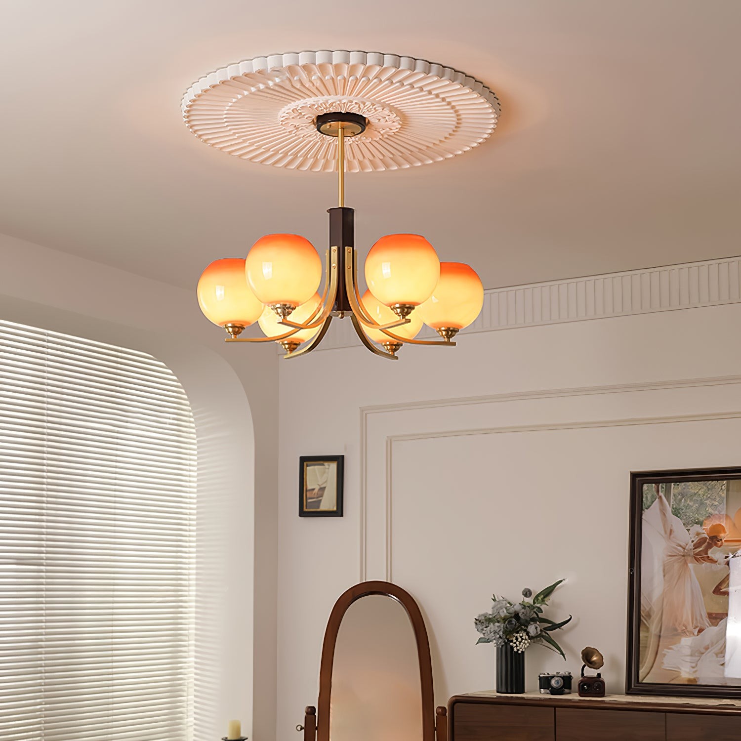 Vintage Caramel Globe Chandelier K751