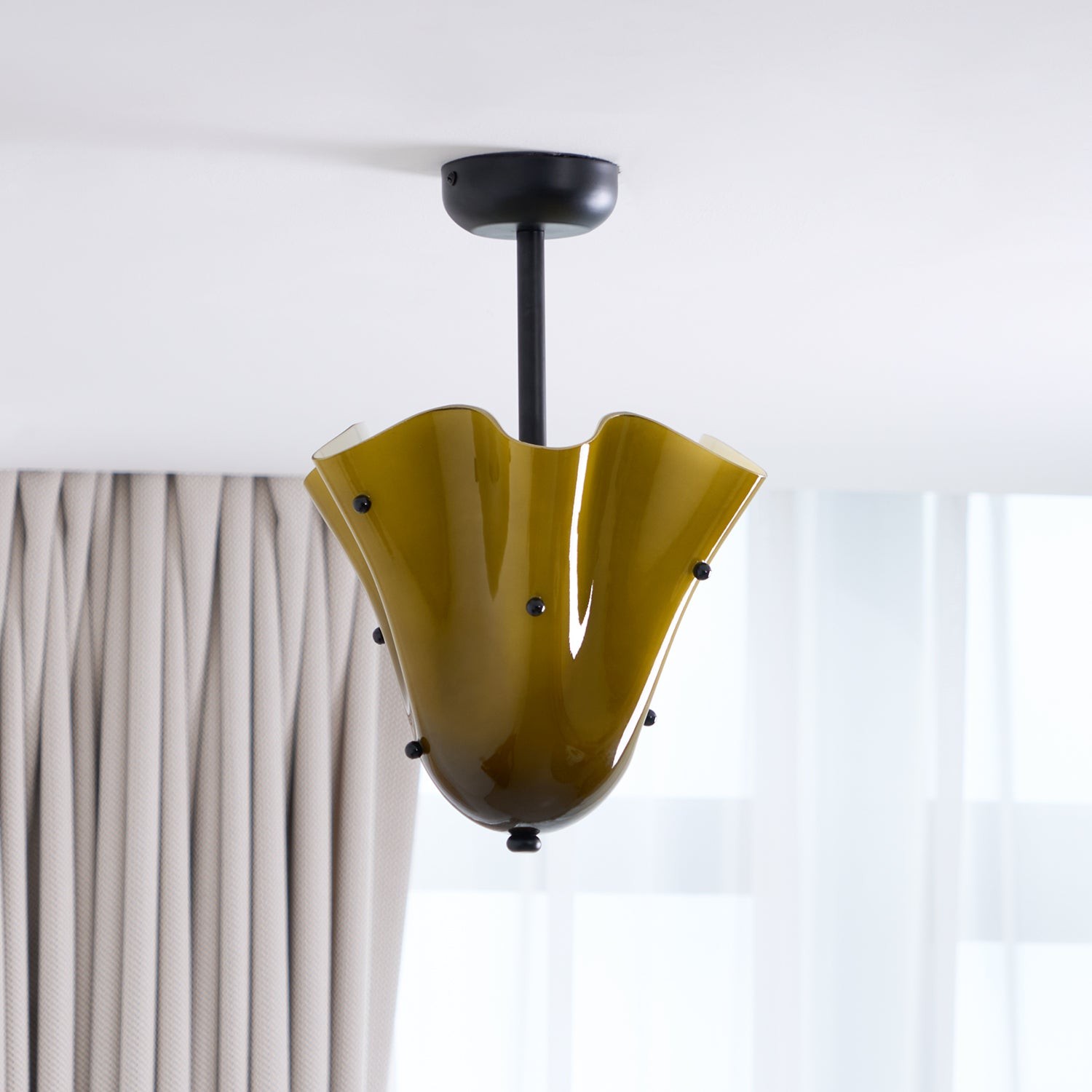 Bellina Glass Flush Mount – Artistic Fazzo Ceiling Lamp for Bedroom or Hallway K1133