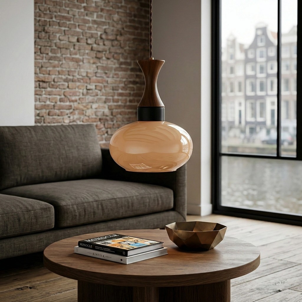 Velora Scandinavian Farmhouse Pendant with Glass Shade Modern Plug-In Design K2333