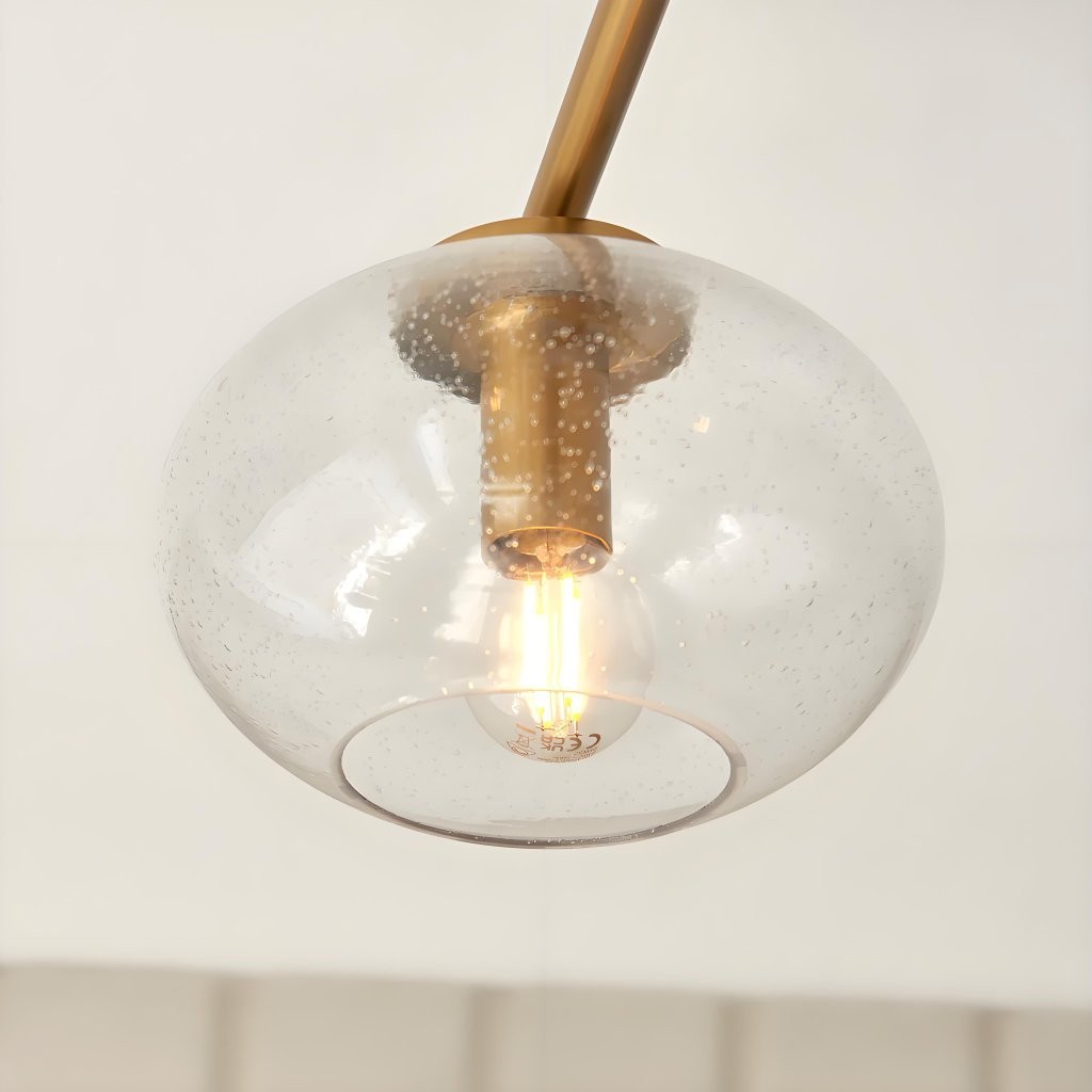 Bublaris Bubble-Glass Semi-Flush Ceiling Light - Curved Brass Arms for Living Room K1927