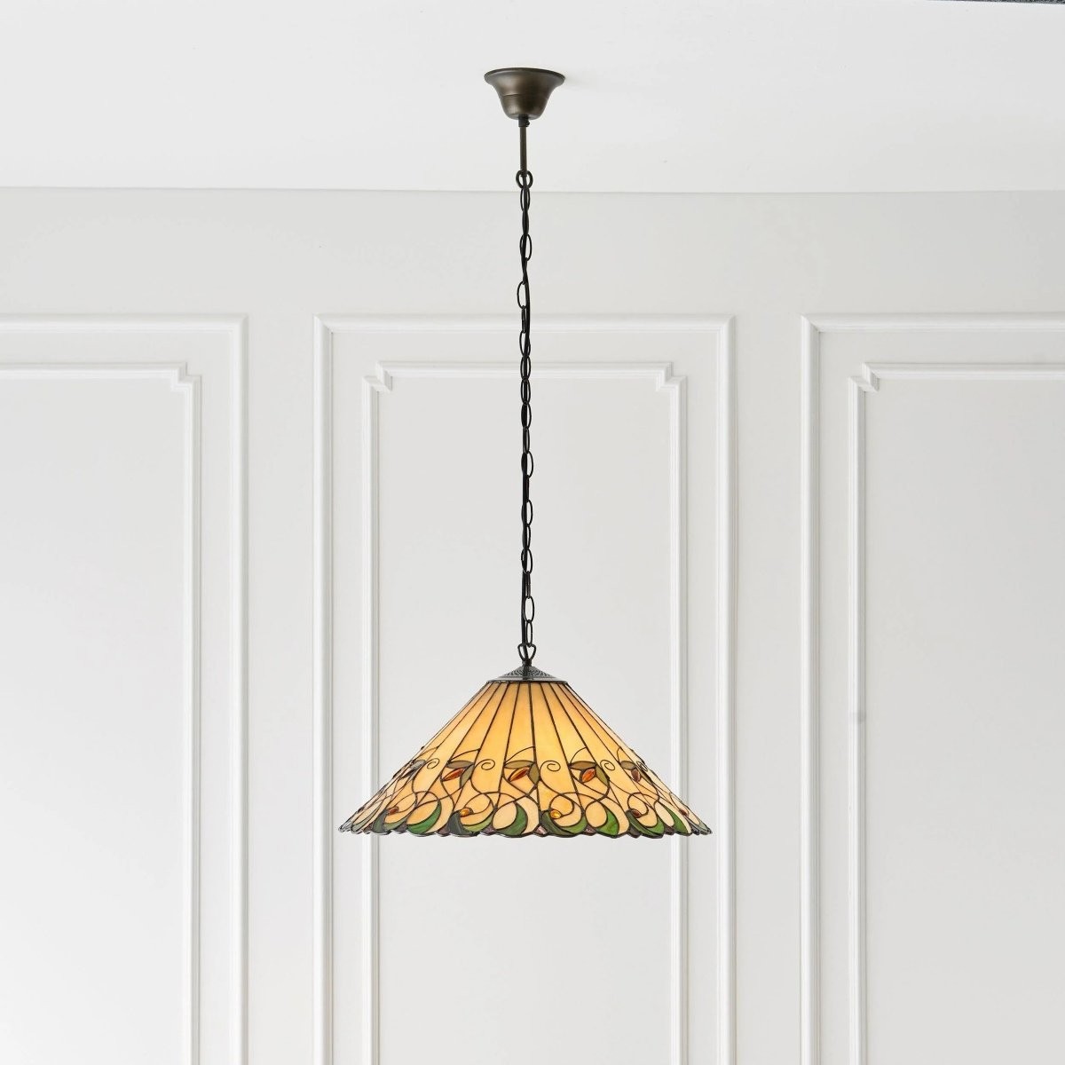 TF Jamelia Vintage Floral Stained Glass Dome Ceiling Light for Dining Rooms K2026