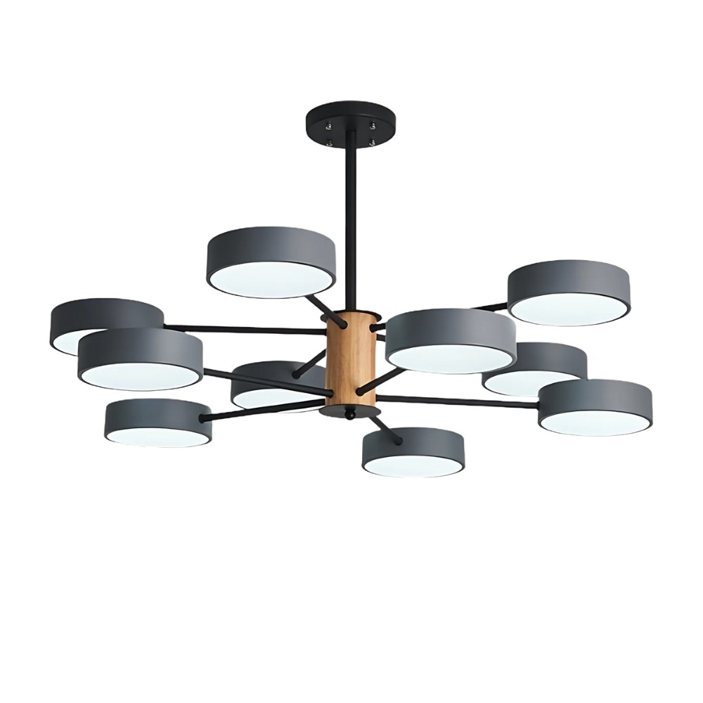 Scandinavian Branched Round Wood Chandelier K896