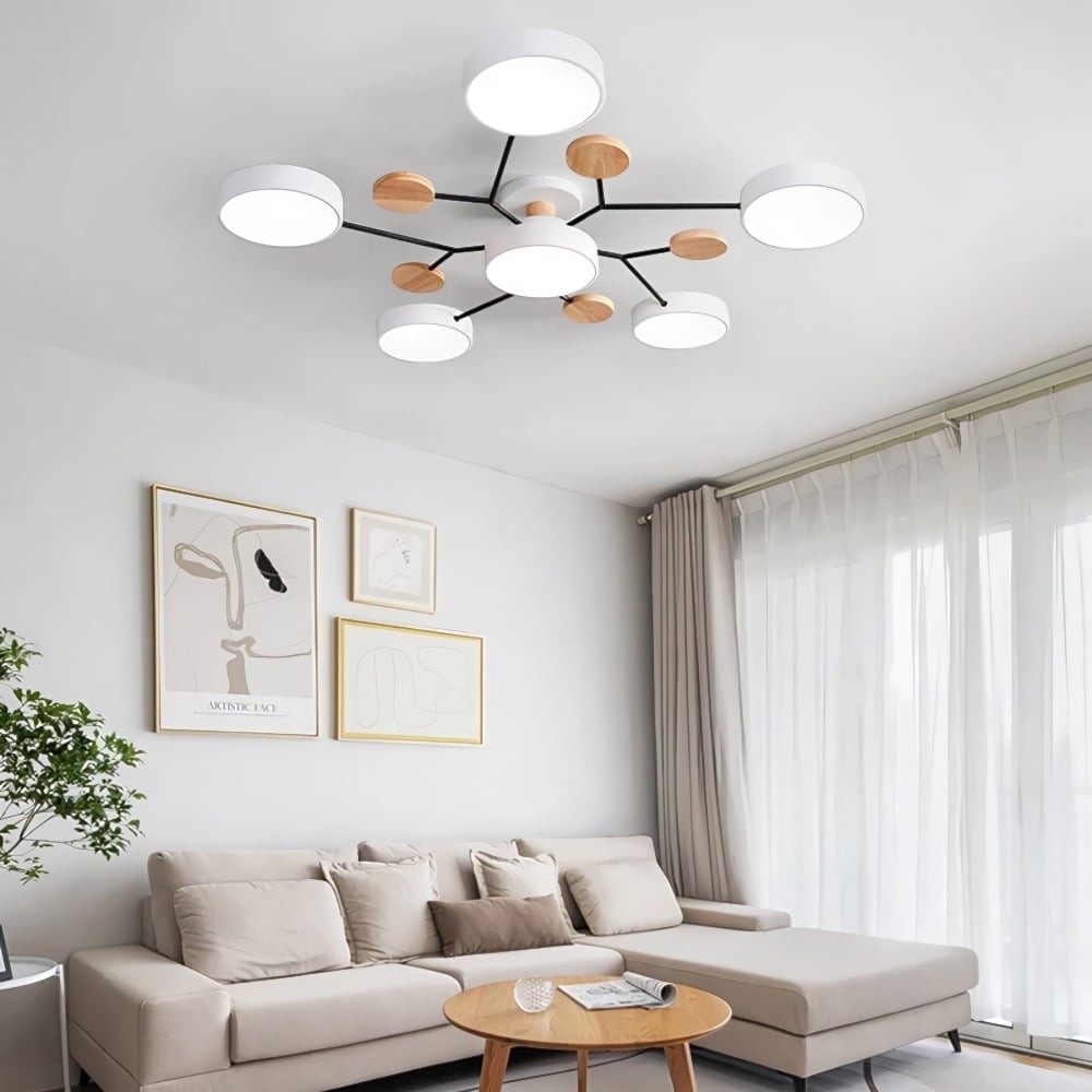 Coloful Branched Round Wooden Ceiling Light K176