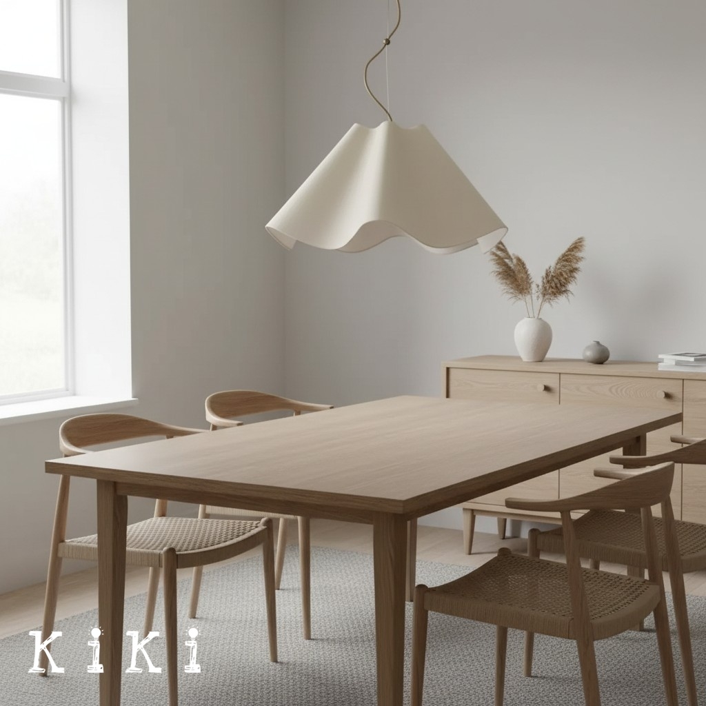 Oslan Cruved Linen Pendant Light - Modern Scalloped Pendant Lamp for Dining Room K1297