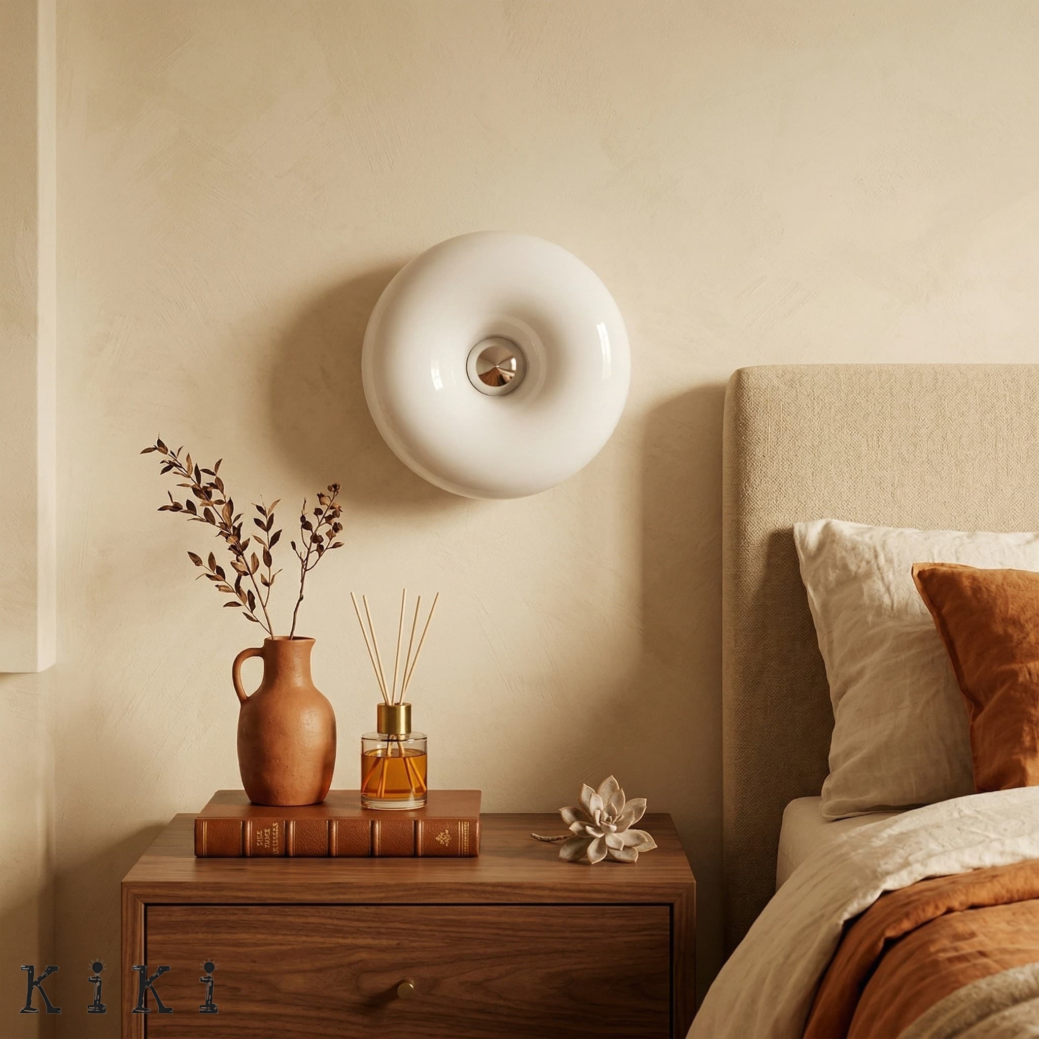 Bauhaus Round Table and Wall Lamp - Stylish Donut Led Lighting for Bedroom K46