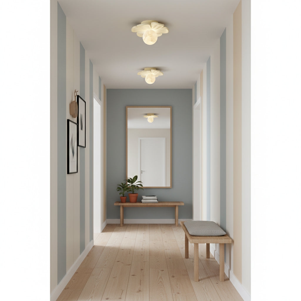 Cream Bloom Flower Ceiling Lamp D408