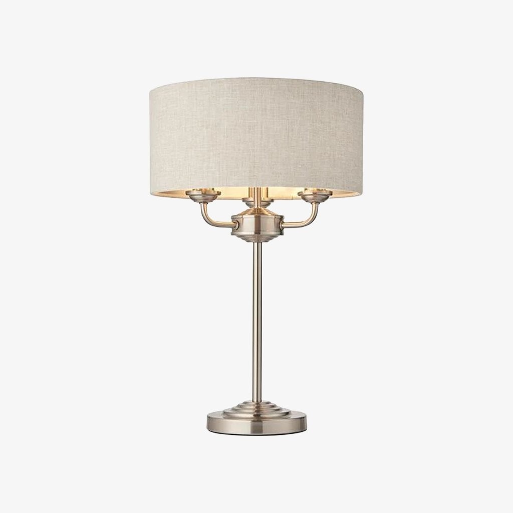 Tela 1‑Light and 3‑Light Table Lamp - Modern Linen & Metal for Living Room K1814