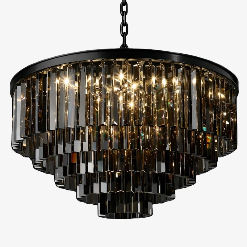 Aurevon Crystal Prism Metal Frame Modern Ceiling Chandelier for Home and Hotel K2071