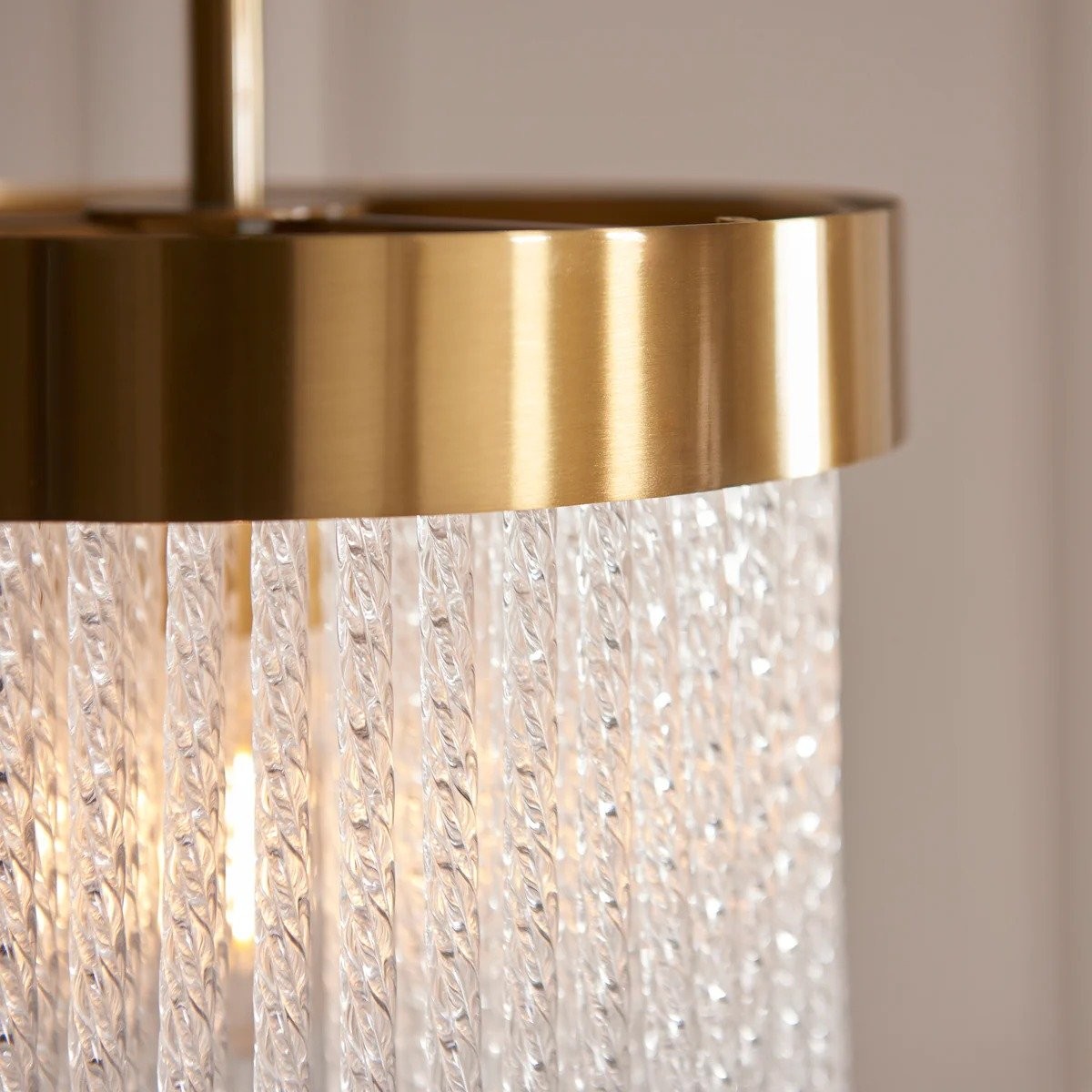 Cavara Multi-Tier Glass Rod Chandelier - Tiered Brass Pendant for Dining and Entry K1850