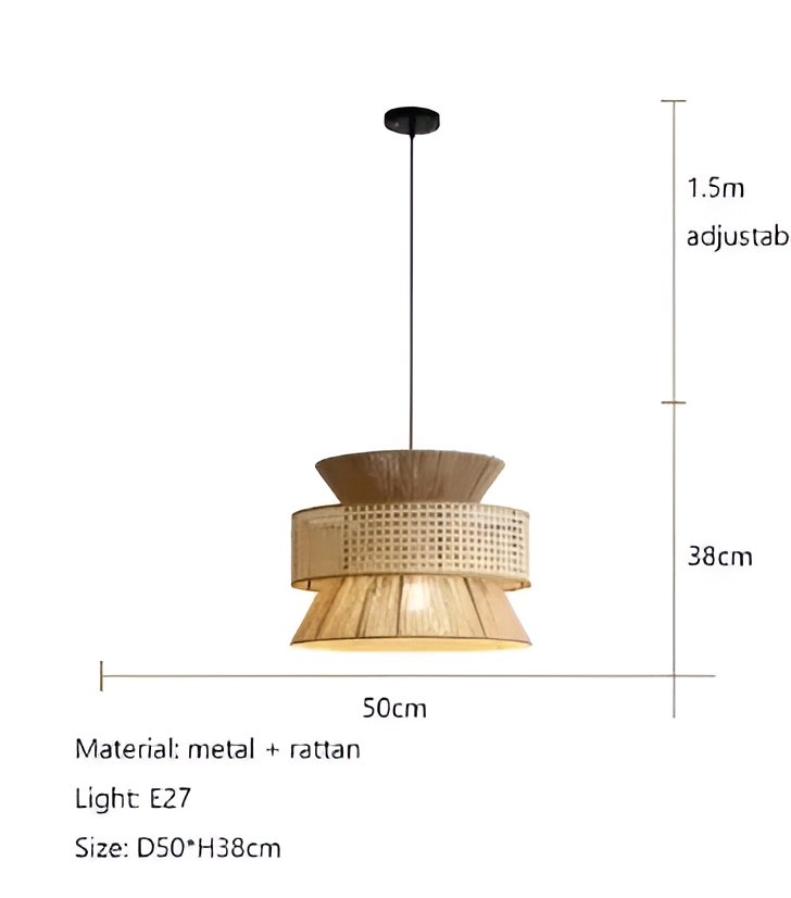 Handwoven Hemp Rope Rattan Veil Pendant Light D813