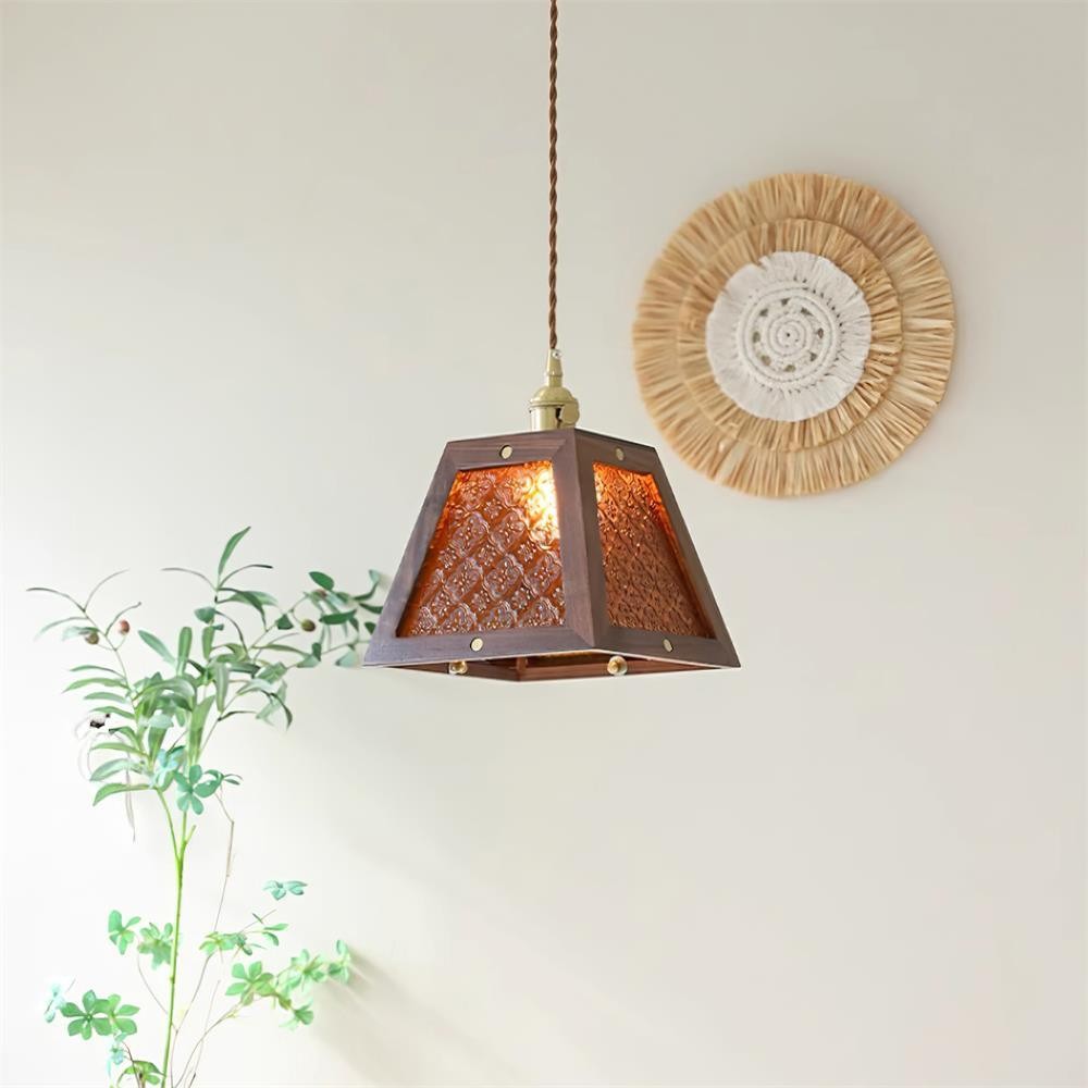 Retro Pattern Glass Pendant Lamp K288