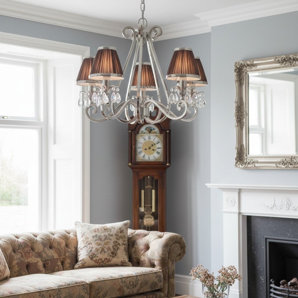 Talonis Multi-light Fabric Chandelier - Elegant Metal Curved Arms for Dining and Living K1900