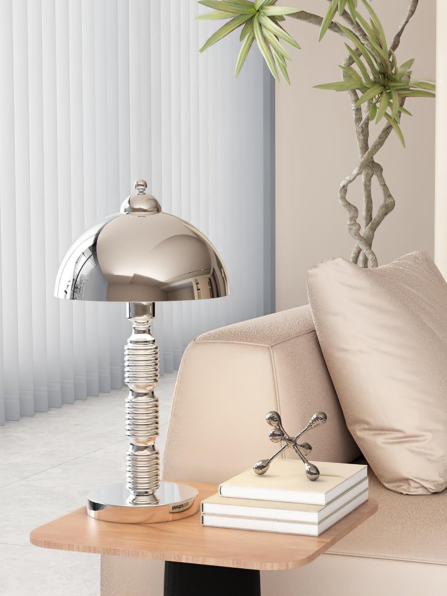 Nordic Iron Round Shade Pleated Base Table Lamp K494