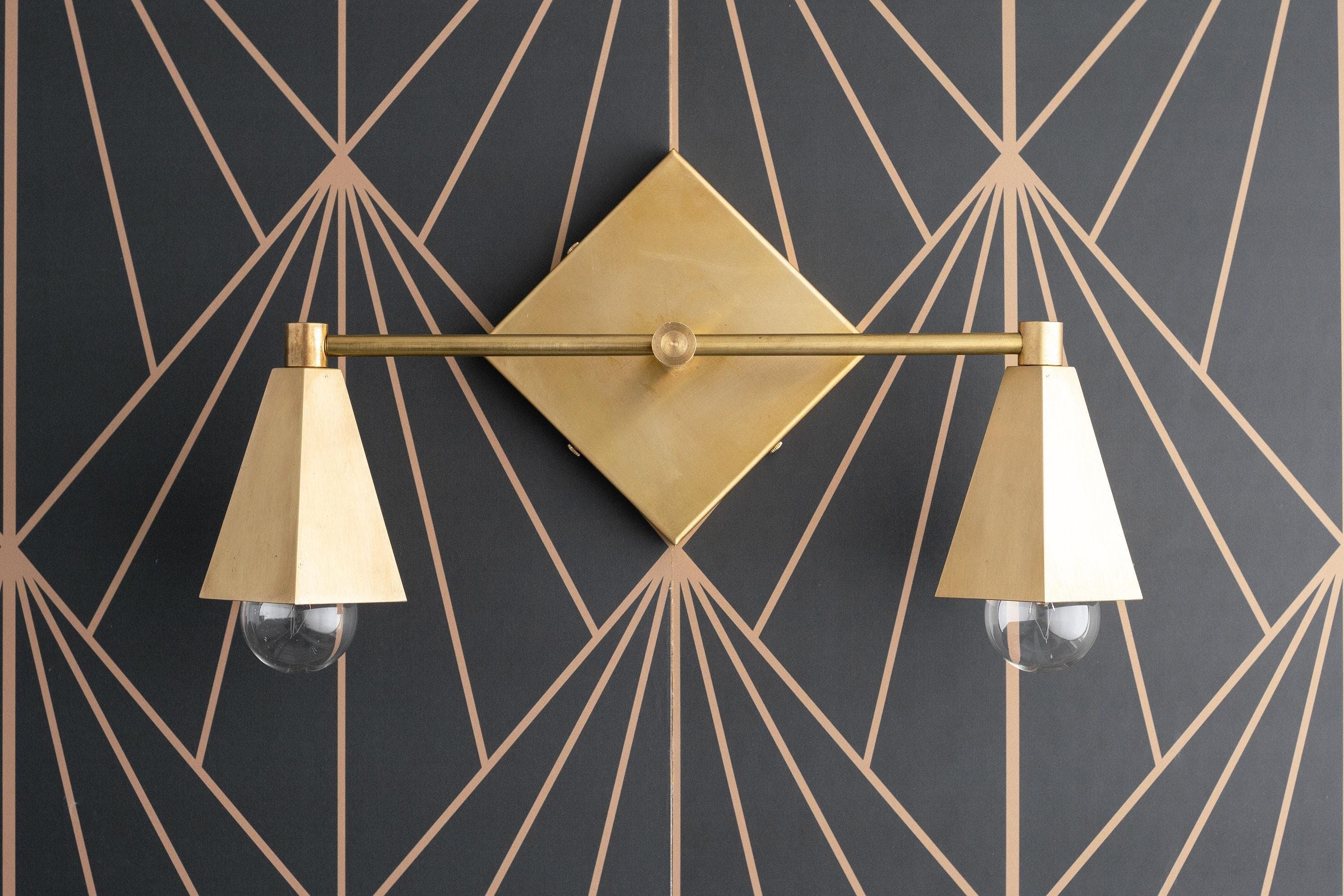 Ornato Luxe Geometric Vanity Light - Solid Brass Art Deco Bathroom Lighting K1491