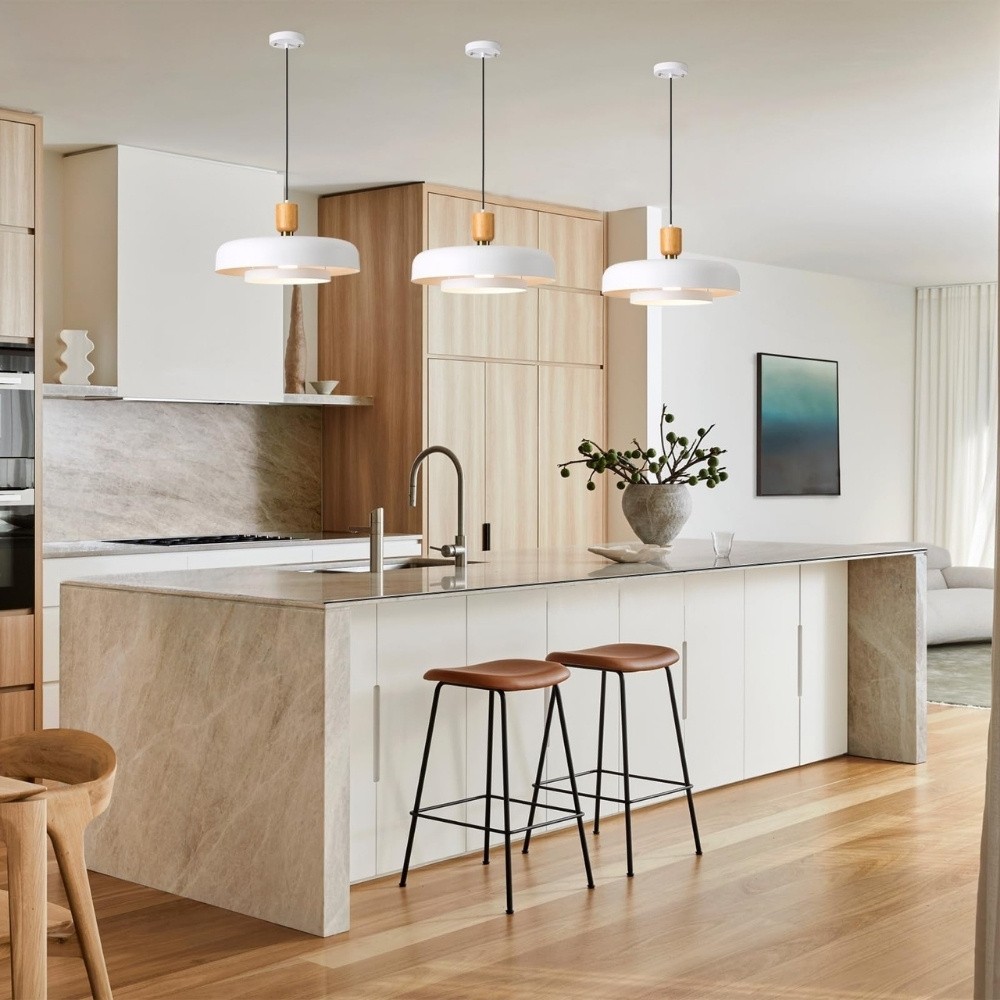 Nordic Double Layers Pendant Light - Minimalist Wood Metal Pendant For Kitchen K1123