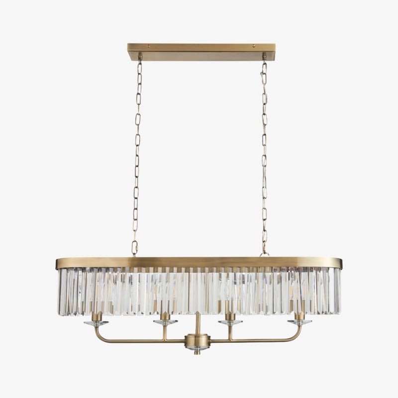 Beveline 4-Light Linear Ceiling Pendant With Cut Faceted Glass - Sleek Metal Frame For Dining K1825