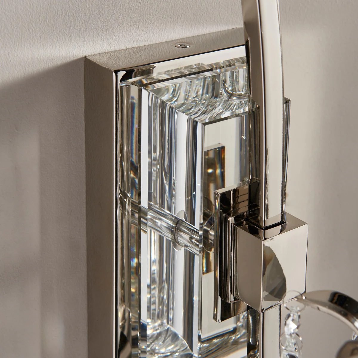 Talonis Crystal Accent Wall Light - Curved Chrome Arm Design for Living and Hallway Spaces K1953