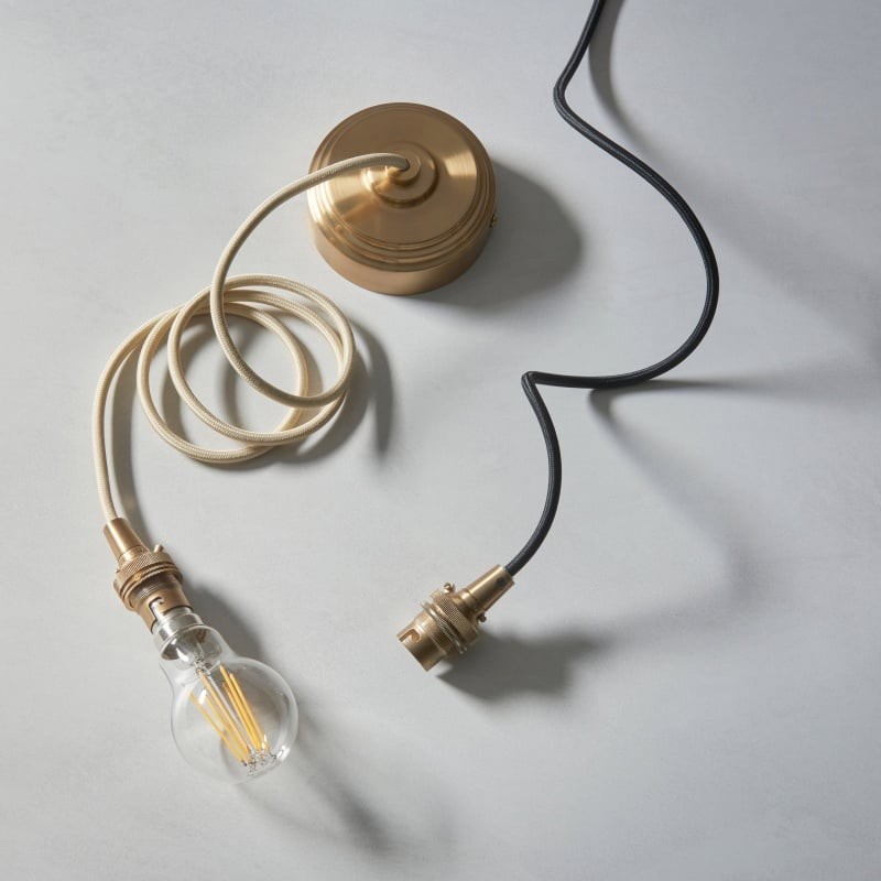 Plaitar Modern Brass Pendant Light - Minimalist Ceiling Fixture with Braided Cord for Hallways K1963