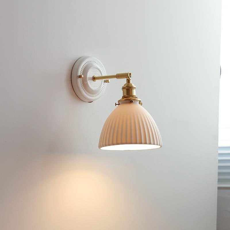 Vintage Japanese Ceramic Brass 1-Light Wall Sconce Lamp K1284